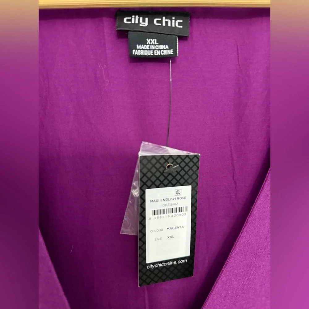 NWT City Chic English Rose Maxi in Magenta Size XXL Linen‎ Blend - Picture 5 of 8